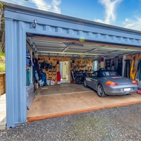 Garage conteneur combiné 20 pieds pour deux voitures, unités en acier jumelées à baie large, verrouillables, pour véhicules familiaux et atelier