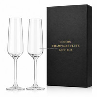 Boîte cadeau de luxe en PU avec logo personnalisé, emballage en papier, dorure à chaud, pour 2 flûtes à champagne avec séparateur en mousse