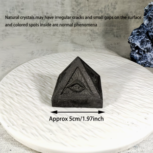 <span class=keywords><strong>Pyramide</strong></span> en <span class=keywords><strong>Shungite</strong></span> Naturelle Polie avec Gravure Œil Turc, <span class=keywords><strong>Pierre</strong></span> de Protection Artisanale pour Décoration de Bureau, Vente en Gros, Noir - Product Image 3