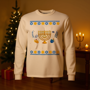 Suéter de Hanukkah, camiseta judía de manga larga para Hanukkah, disfraz festivo para hombres y mujeres - Product Image 2