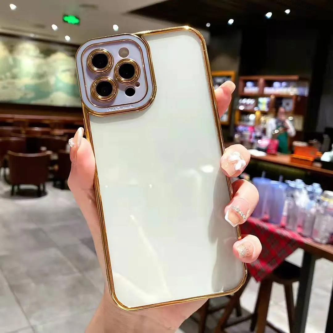 luxury gold electroplating double color plated clear phone case for iphone x xr xs 11 12 13 pro max