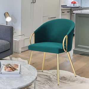 2025 mới nhẹ sang trọng phong cách ghế ăn uống thoải mái với chân kim loại, bọc nhung, và armrests đệm cho phòng ngủ - Product Image 3