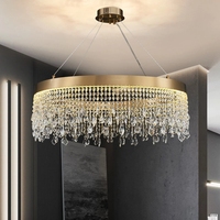 Lampe suspendue moderne magnifique atmosphère lumière luxe en acier inoxydable cristal table à manger salon lustre