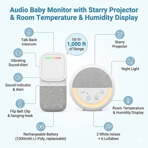 1000mAh Li-Poly Battery Rechargeable Audio Monitor Temperature Humidity Sensor Talk Back <b>System</b> Portable Digital Baby Listener - Product Image 2