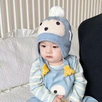 Bonnet tricoté mignon avec cache-oreilles pour bébés de 0 à 2 ans, vente en gros d'usine, chapeau chaud à enfiler pour garçons et filles, collection automne-hiver