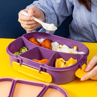 Boîte à Bento réutilisable pour enfants, contenant pliable en Silicone pour le stockage des aliments, avec fourchette, 5/3/4 compartiments