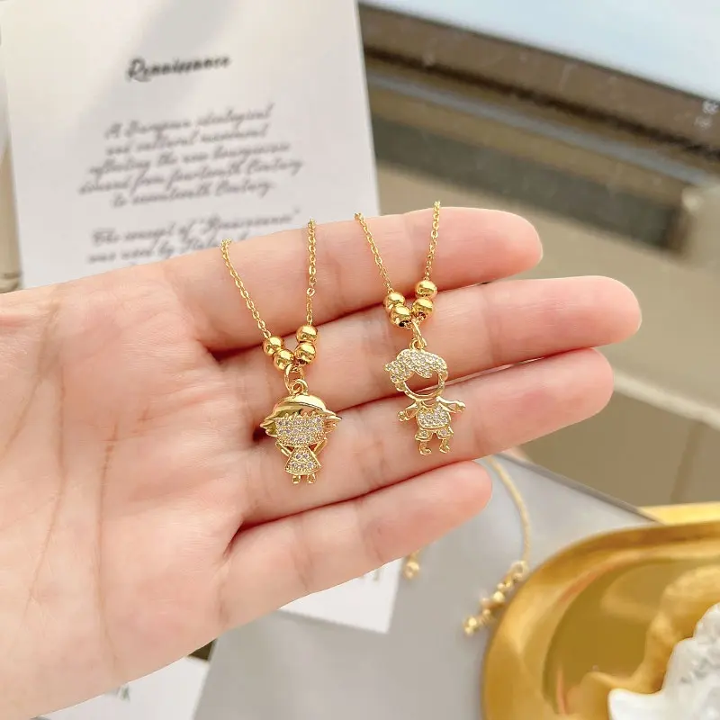 Groothandel 18K Gouden Plaat Sieraden Jongen En Meisje Hanger Ketting Voor Valentijnsdag 'S 2022