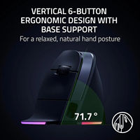 Souris sans fil verticale Razer Pro Click V2, 6 boutons, design ergonomique, prompt AI à un clic, longue durée de vie de la batterie, souris sans fil