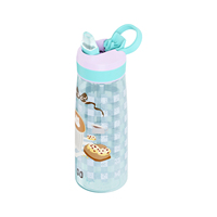 Bouteille d'eau en plastique avec paille étroite sans BPA buse cachée étanche poignée large bouche facile clair