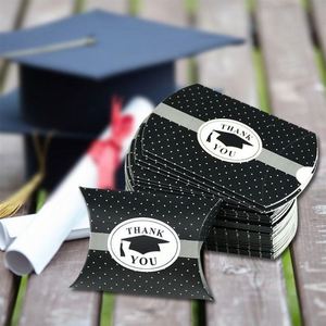 Cajas de dulces con forma de birrete de graduación, cajas de regalo vacías con forma de almohada para bodas o fiestas, empaque de regalo negro, empaque promocional con logotipo personalizado - Product Image 4