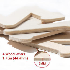 จีนขายส่ง OEM ODM Diy ไม้งานฝีมือ4ชิ้น1.75นิ้วเลเซอร์ตัด26ภาษาอังกฤษตัวอักษรไม้ - Product Image 3
