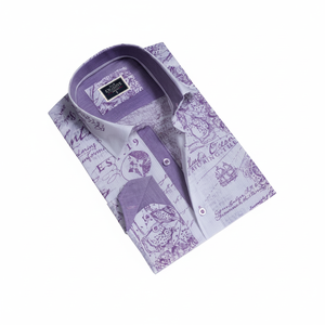 Chemise à coupe standard vintage imprimée de cartes pour hommes - Product Image 2