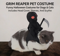Costume d'Halloween pour chien Grim Reaper, tenue amusante de chevalier squelette en polyéthylène pour petits et moyens chiens