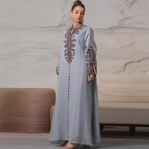 Kadın zarif Polyester Abaya Robe 4069 rahat çapraz sınır elbise orta sonbahar için işlemeli ağır sanayi halat mükemmel - Product Image 2
