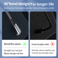 Câble de charge rapide USB-C en nylon tressé à coude 90° en alliage de zinc, 0,5 m, 1,2 m, 2 m, pour iPhone, vente en gros d'accessoires mobiles