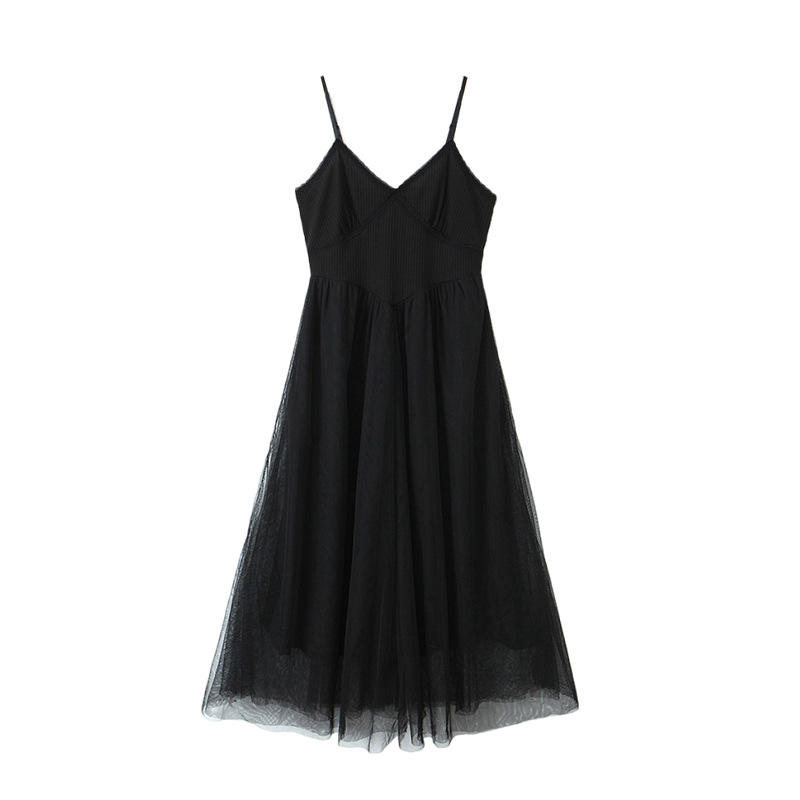 black slip dress