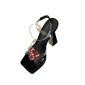 Rhinestone love Style 2024 New All-match High Heel Waterproof Platform Star <b>Sandals</b> - Product Image 6