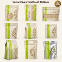 Sachet Doypack Personnalisé Imprimé avec Fenêtre Transparente pour Emballage de Superaliments, Refermable avec Fermeture Ziplock