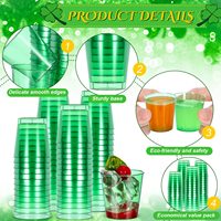 24 gobelets jetables en plastique vert classique de 2 oz pour la Saint-Patrick, étanches, pour boire directement, fournitures de fête pour adultes, mariage