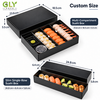 Boîte à sushi personnalisée avec compartiments pour sashimi, rouleaux nigiri, coupelles de sauce, emballage à emporter pour restaurants, impression personnalisée