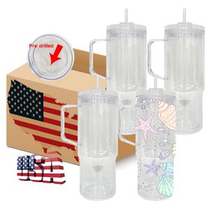 40Oz <b>Double</b> <b>Wall</b> Plastic Tumbler Handle With Pre-Drilled Hole and Silicone Plug - Product Image 4