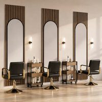 Station de coiffure moderne, poste de travail de coiffure, chaise de barbier hydraulique, siège en cuir, base en fer pour salon