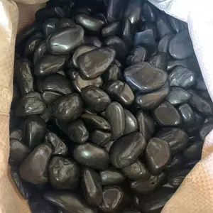 Pure Black River Pebbles Polished Natural Pebble Stone For Floor Paving