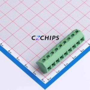DB127S-5.0-9P-GN-S Screw Terminal Block Through hole Component (THT),P=5mm Connector 1x9P 5mm Green Through Hole - Product Image 1