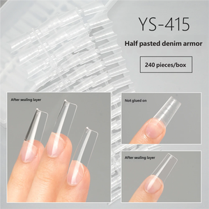 Nuevas uñas postizas de PMMA sin rastro, protectoras <span class=keywords><strong>para</strong></span> las manos, con esquinas recortadas, puntas de gel suave rectas con líneas de escala <span class=keywords><strong>para</strong></span> decoración de uñas. - Product Image 2