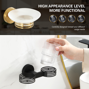 Portavasos Doble de Pared, Diseño Minimalista en Negro Mate, Ahorra Espacio, Estante de Almacenamiento para Baño - Product Image 5