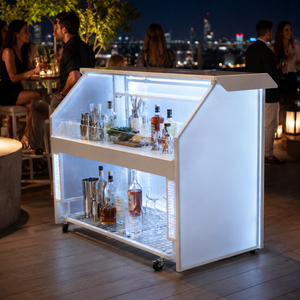 White Coffee Cart With Wooden Top And Bow Design For Home <b>Bar</b> Use - Product Image 3