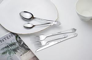 Bộ dao kéo bằng thép không gỉ chống trượt, Bộ Đồ Ăn ba mảnh không dễ trượt trên bàn. - Product Image 3