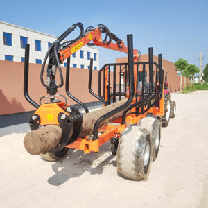 Kostenloser Versand Landwirtschaftlicher Anhänger mit Zapfwellen-Hydraulik, Holzanhänger, Rückewagen mit Kran, Holzgreifer zum Verkauf - Product Image 3