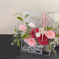 Tiktok Vente Chaude Personnalisé Pvc En Plastique Transparent Fleur Sacs Fourre-Tout De Mariage Cadeau Emballage Sacs pour Bouquet avec Ruban