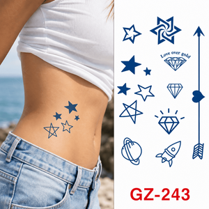 <span class=keywords><strong>Tatouage</strong></span> semi-permanent à base de jus d'herbes, imperméable, longue durée, motifs minimalistes, autocollants corporels pour femmes - Product Image 3