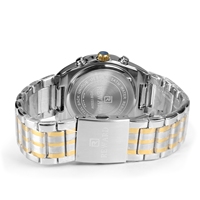 Montre chronographe à quartz pour homme, trois sous-cadrans, fenêtre de date, cadran multicouche noir, vis décoratives, bracelet en acier, sport