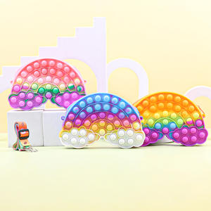 Portefeuille de monnaie pour enfants en silicone arc-en-ciel, jouet sensoriel anti-stress, fermeture éclair étanche, cadeaux en gros - Product Image 1