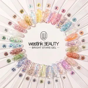 Westink-suministros de belleza para uñas, etiqueta privada OEM de larga duración, 15ml de colores, Gel brillante, lámpara Uv, esmalte de Gel brillante