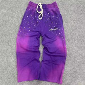 Pantalones Deportivos de Algodón 100% Personalizados para Hombre, Estilo Hip Hop, Holgados, con Efecto Deslavado, Bordado y Pedrería - Product Image 3