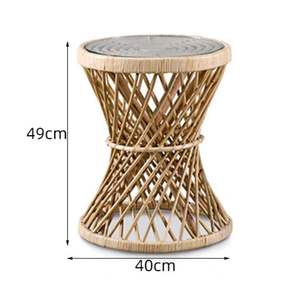 Chaise en rotin japonais simple petite table à thé <span class=keywords><strong>B</strong></span> & <span class=keywords><strong>B</strong></span> chambre balcon ménage table en rotin à bord rond - Product Image 4