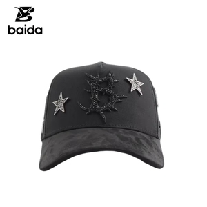 Casquette de baseball 5 panneaux Barbas avec logo flamme brodé, ajustable, unisexe, style streetwear, en sergé, Gorras - Product Image 5