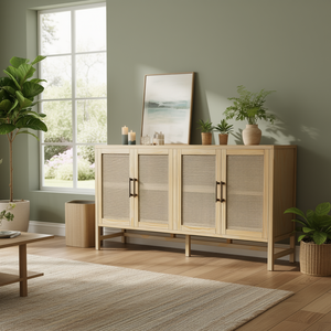 Credenza Rustica con Ripiani Regolabili in Legno Naturale, Design Moderno per Ingresso e Sala da Pranzo - Product Image 2