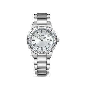Montre-bracelet à quartz pour femme élégante avec cadran rond en strass, bracelet en acier, calendrier et multifonctionnelle, montre tendance pour femme - Product Image 6