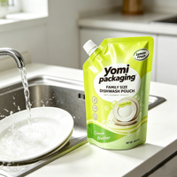 Sachet Doypack personnalisé 500 ml 1 kg pour liquide vaisselle, shampoing et gel douche avec bec verseur