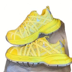 Baskets plateforme jaunes vives, légères et respirantes en maille, chaussures tendance pour le quotidien printemps-été - Product Image 3
