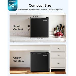 Mini-congélateur EUHOMY 1,1 pieds cubes, congélateur compact vertical à porte simple, porte réversible noire, dégivrage manuel - Product Image 2