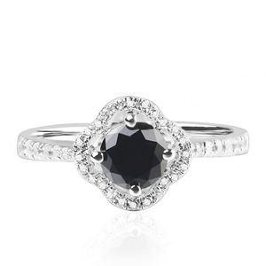 แหวนแต่งงานพลอยออนิกซ์สีดำประดับเพชรทรงรี เงินแท้ 925 ออนิกซ์สีดำทรงรี ออนิกซ์สีดำรูปดอกไม้ - Product Image 6