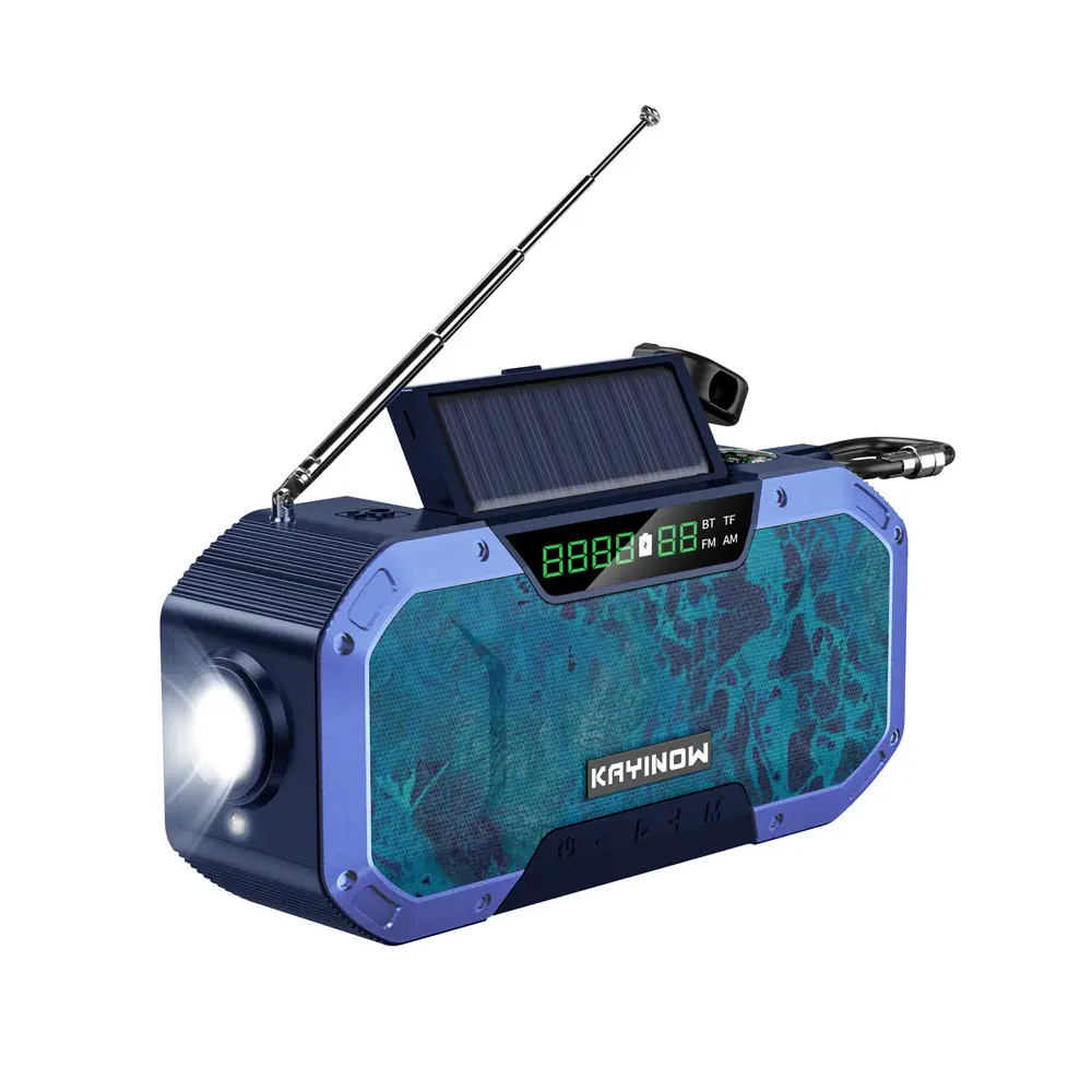 휴대용 디지털 AM FM 라디오 손전등 NOAA 날씨 라디오 5000mAH 전원 은행 비상 생존 태양 라디오 핸드 크랭크 다이나모