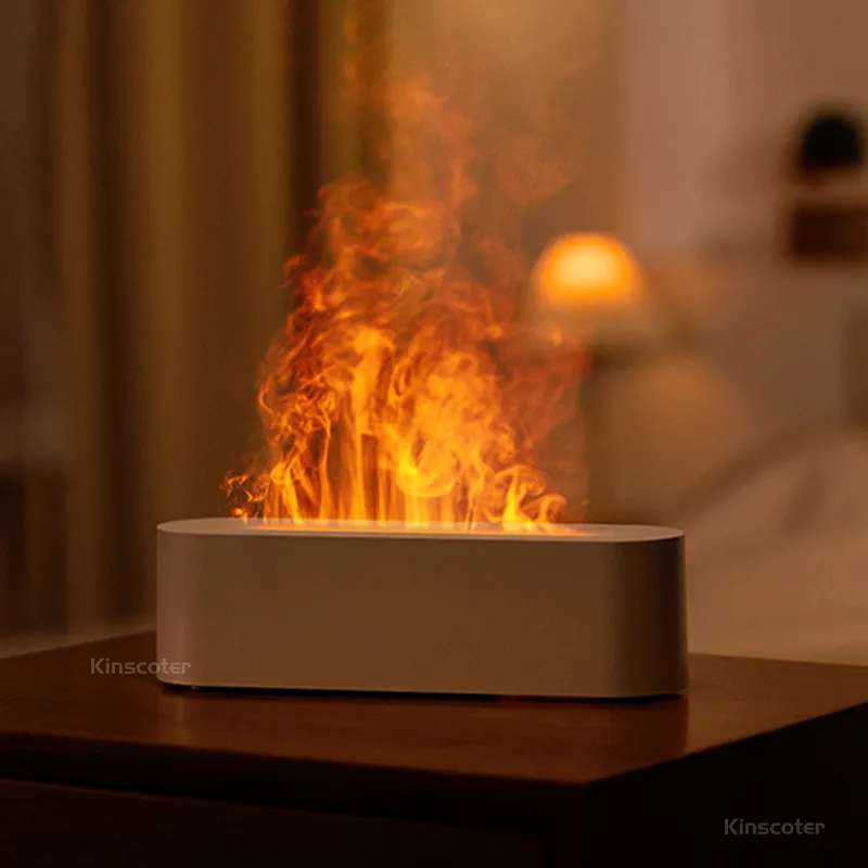 炎加湿器ディフューザー家庭用ポータブルアロマディフューザーデスクトップUSB150mlファイアエッセンシャルオイルディフューザー