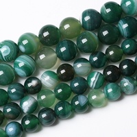 Perle en vrac d'agate rayée verte en pierre naturelle en gros pour la fabrication d'accessoires de bijoux de bracelet à bricoler soi-même